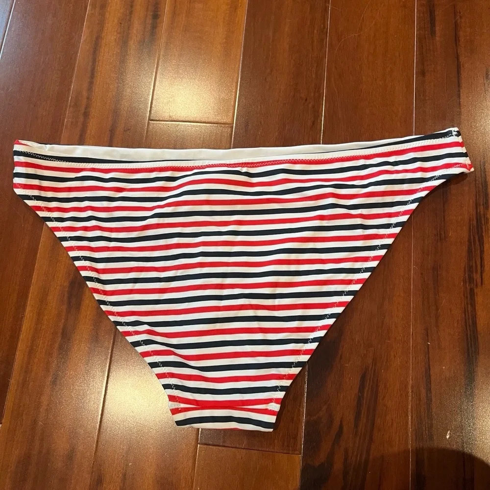 New NWT CCX by City Chic Daisy Stripe Bikini Bottom Red White Brief Swim Size 14